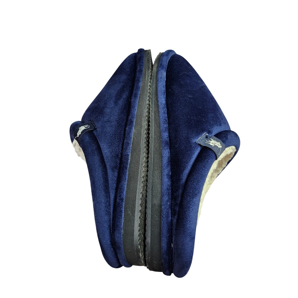Polo Ralph Lauren Klarence Mens Navy Blue Microsuede Scuff Slippers Size 7 - Picture 2 of 9